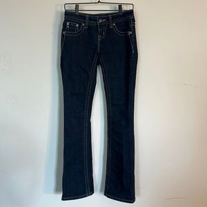 Miss Me easy boot low rise Y2k embroidered embellished jeans size 24